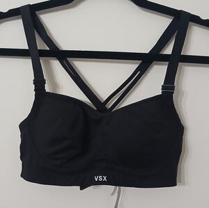 Victoria's Secret Women Sports Bra 32C Black Padded Underwire Adjustable Straps